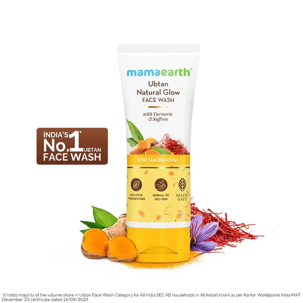 Mamaearth Ubtan Facewash with Turmeric and Saffron for Tan Removal 100ml